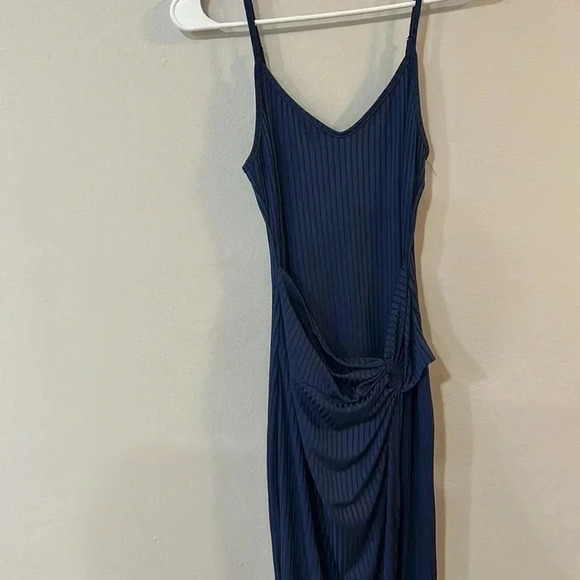 NWT SHEIN Vacay Bodycon Navy Blue Maxi Midi Slit Dress Women’s Size Small - Picture 2 of 5